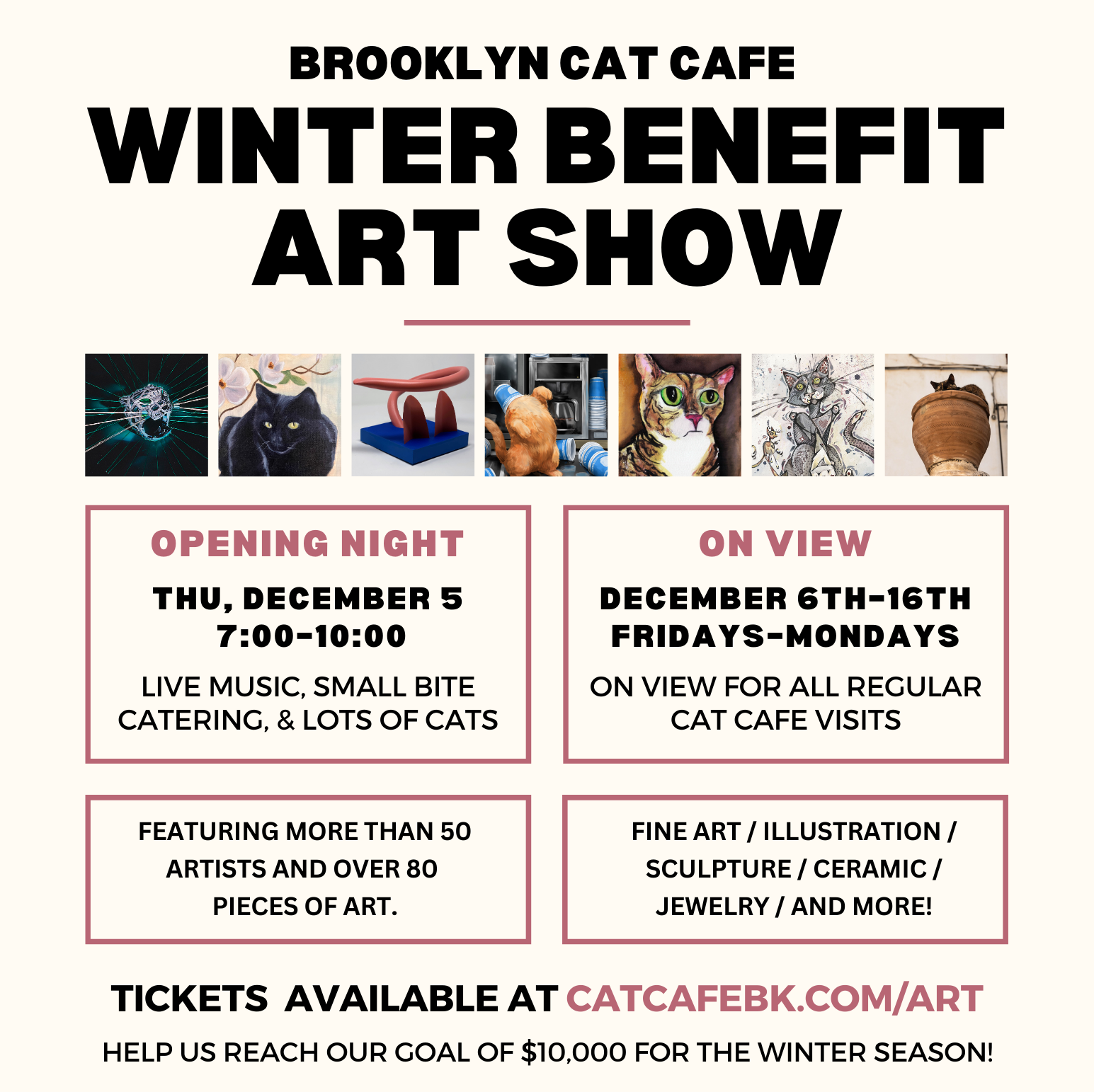 Brooklyn Cat Cafe Art Show Exhibition ad.