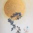 contemporary artwork combining 3d organic materials and paint.